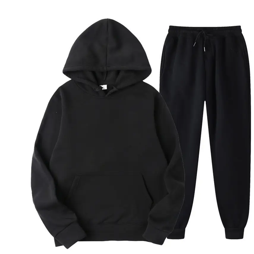 Solid Color Cross-Border Pullover Sweatshirt Sport Suit Sweatshirt Set Fashion Fleece Men's Hoodie Printed Embroidered — feature 8