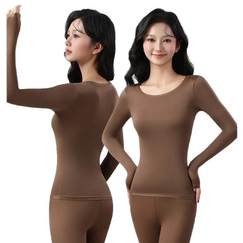 Hyaluronic acid beauty-enhancing thermal underwear set for women, featuring fixed cups, suitable for autumn wear, and designed for breathability and skin comfort - Image 9