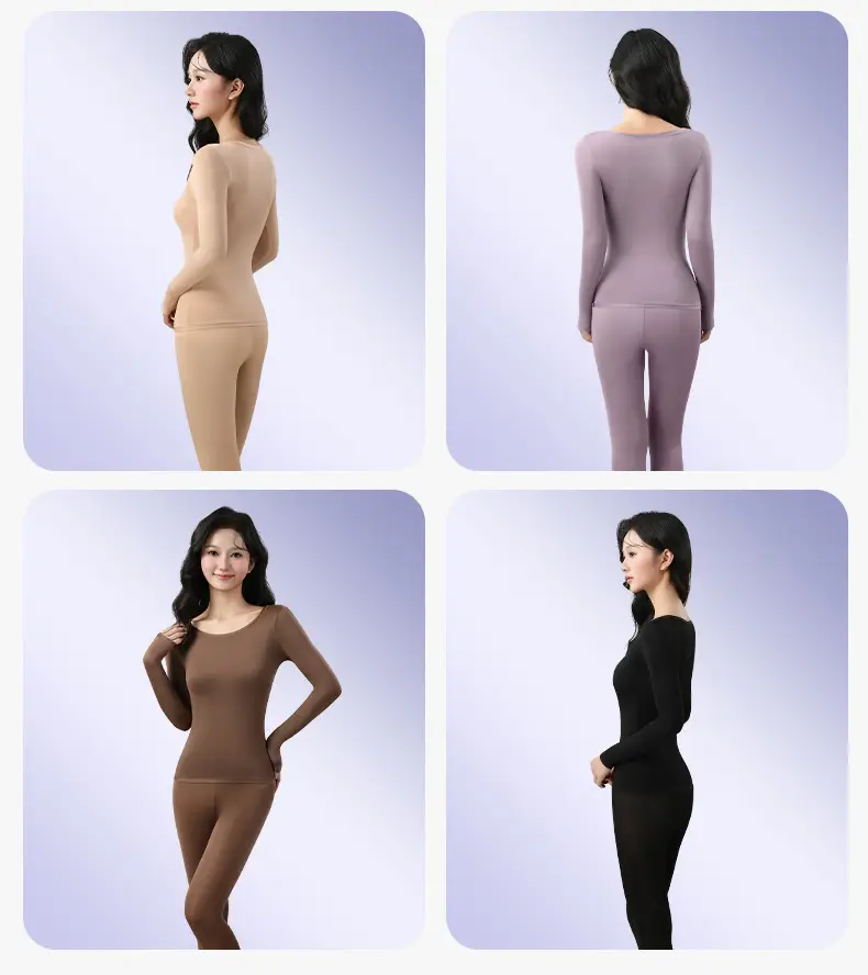 Hyaluronic acid beauty-enhancing thermal underwear set for women, featuring fixed cups, suitable for autumn wear, and designed for breathability and skin comfort — feature 25