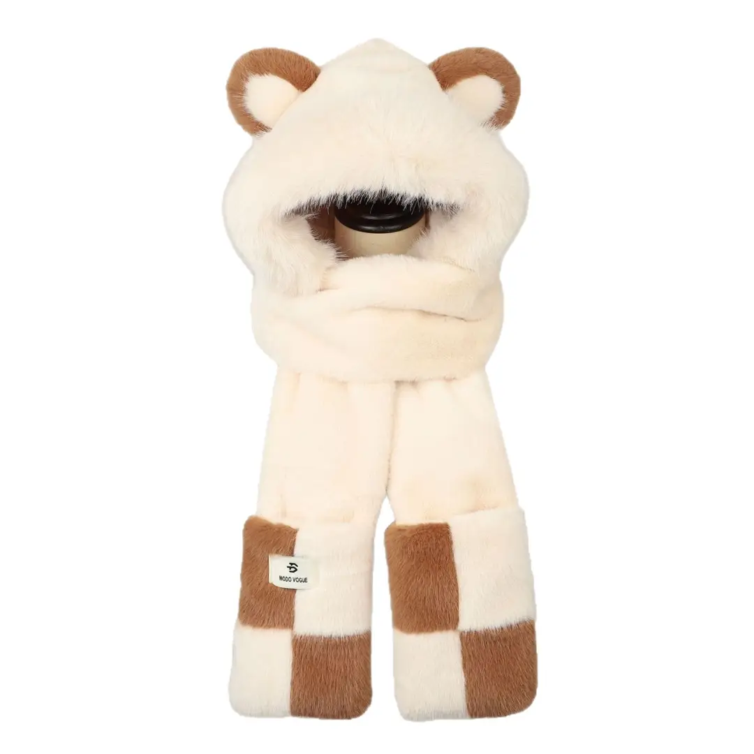 New autumn and winter hat and scarf set: a plush, fleece-lined, and thickened three-piece set for warmth and cold protection, including an ear-covering hat and a Lei Feng hat - Image 32