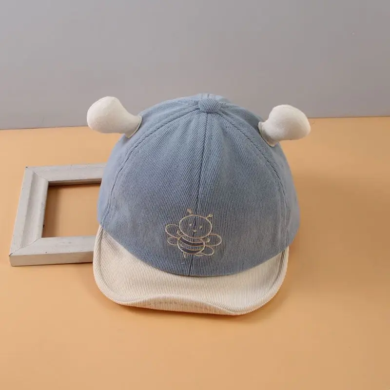 Children's winter hat, warm and thickened corduroy baseball cap, cute design, windproof, suitable for both boys and girls