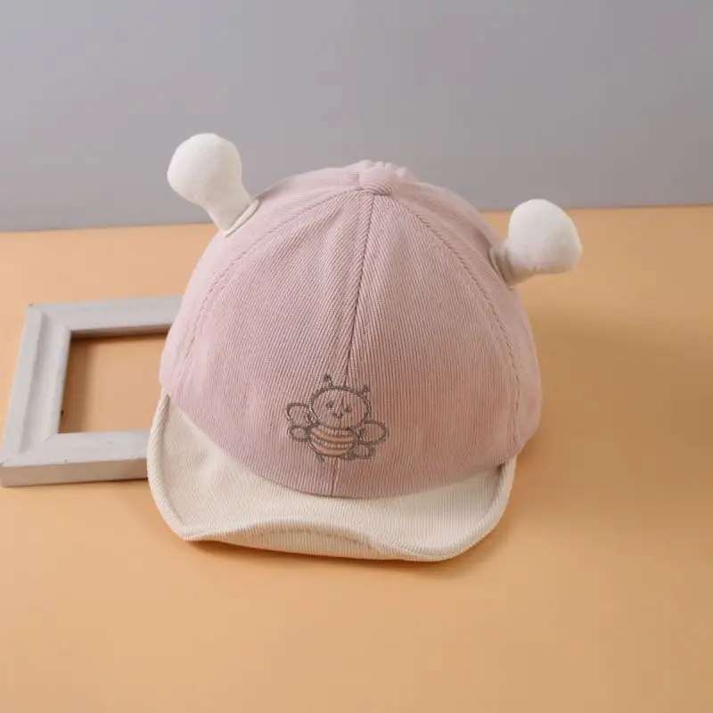 Children's winter hat, warm and thickened corduroy baseball cap, cute design, windproof, suitable for both boys and girls