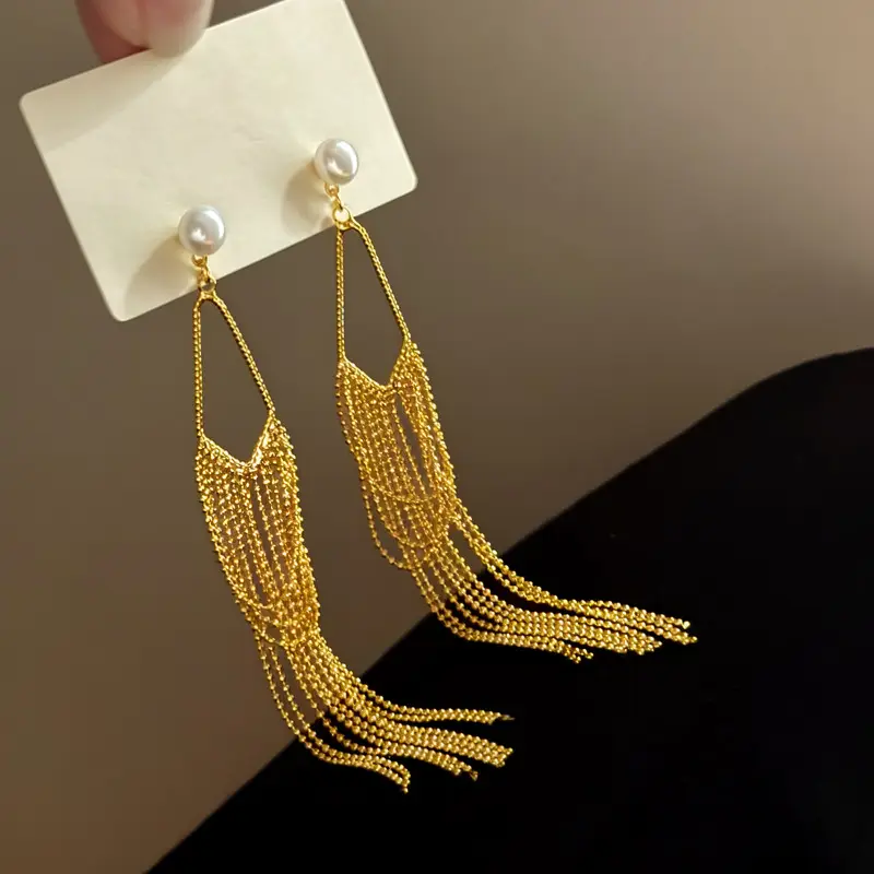 Starlight scattered, irregular high-end waterfall design, dynamic tassel earrings, unique long earrings — feature 13