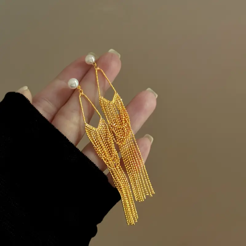 Starlight scattered, irregular high-end waterfall design, dynamic tassel earrings, unique long earrings — feature 14