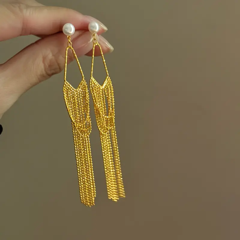 Starlight scattered, irregular high-end waterfall design, dynamic tassel earrings, unique long earrings — feature 8