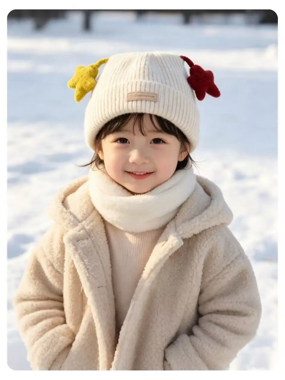 Children's hat, autumn and winter Korean-style, cute star and antennae design, five-pointed star knitted hat, unisex baby beanie — feature 2