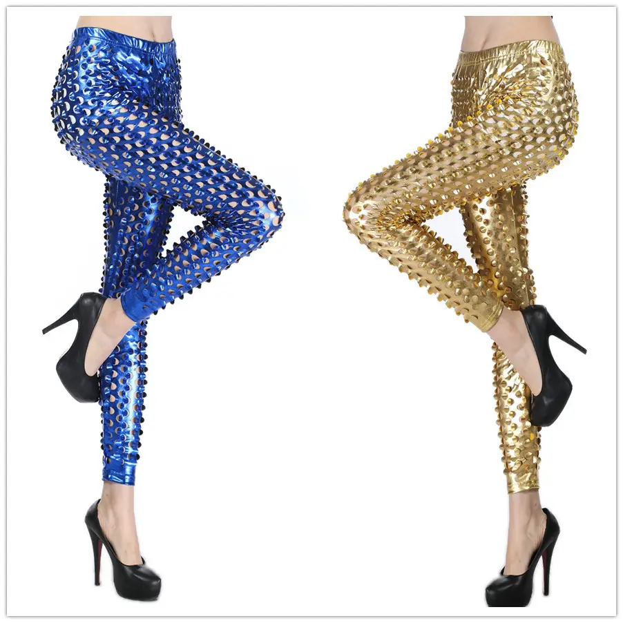 Red Fish Scale Leggings with Elastic Waistband - Image 9