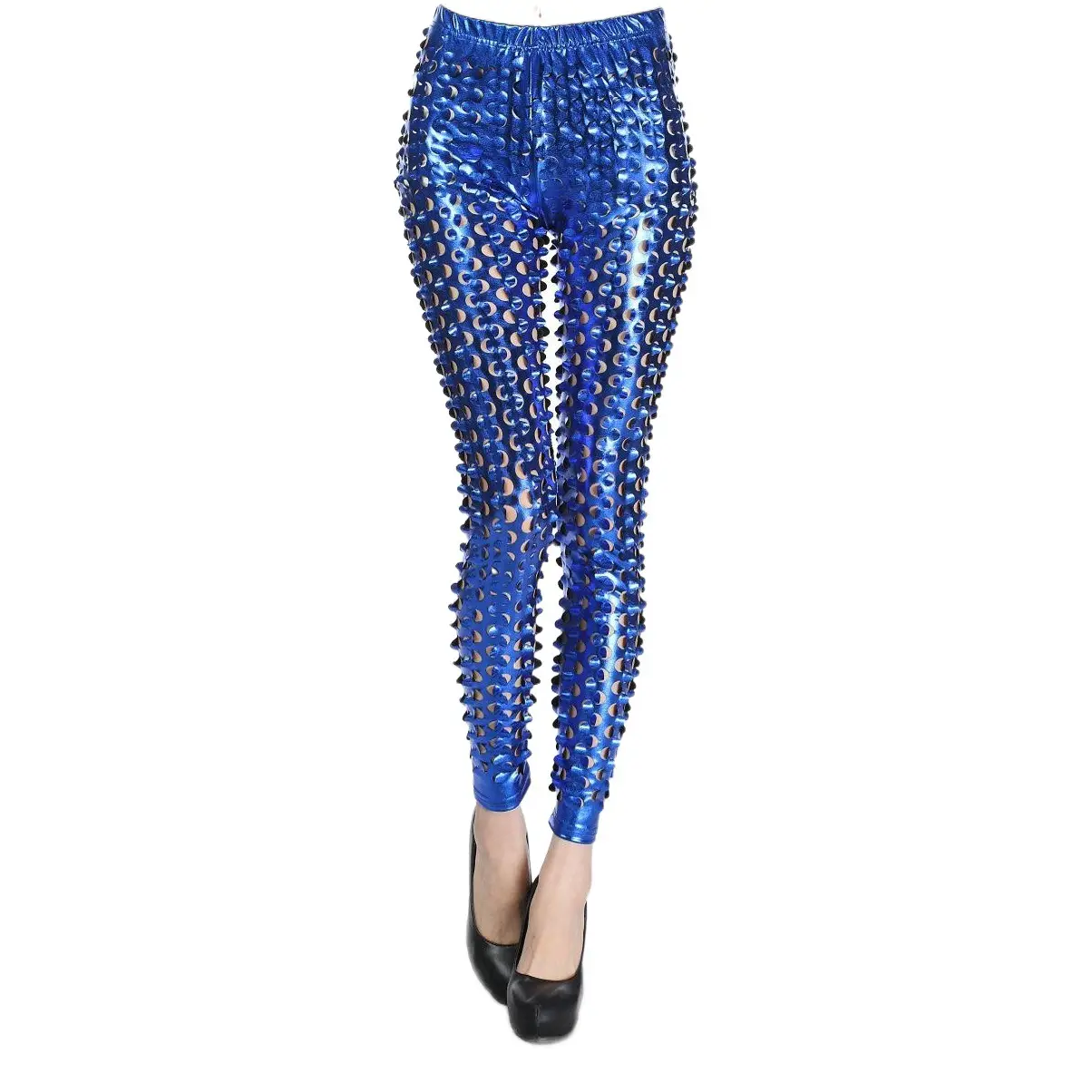 Red Fish Scale Leggings with Elastic Waistband
