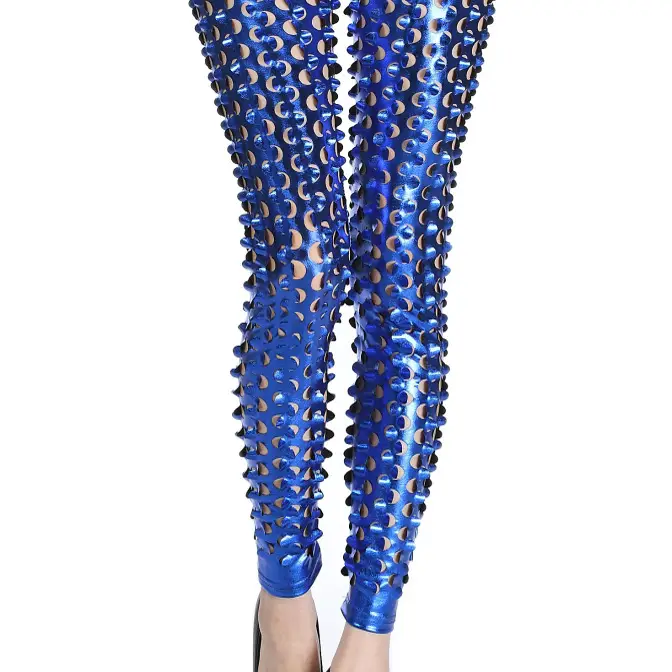 Red Fish Scale Leggings with Elastic Waistband - Image 2
