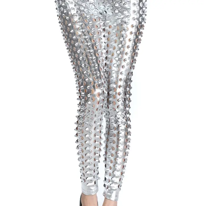 Red Fish Scale Leggings with Elastic Waistband - Image 3