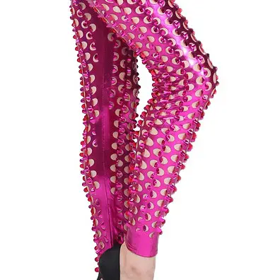 Red Fish Scale Leggings with Elastic Waistband - Image 4