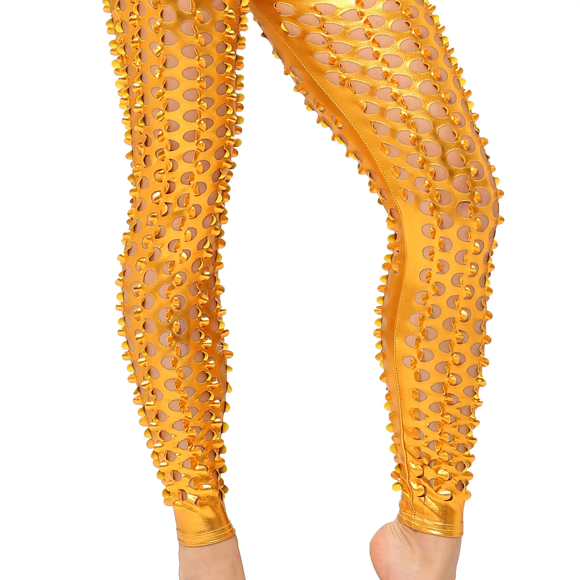 Red Fish Scale Leggings with Elastic Waistband - Image 7