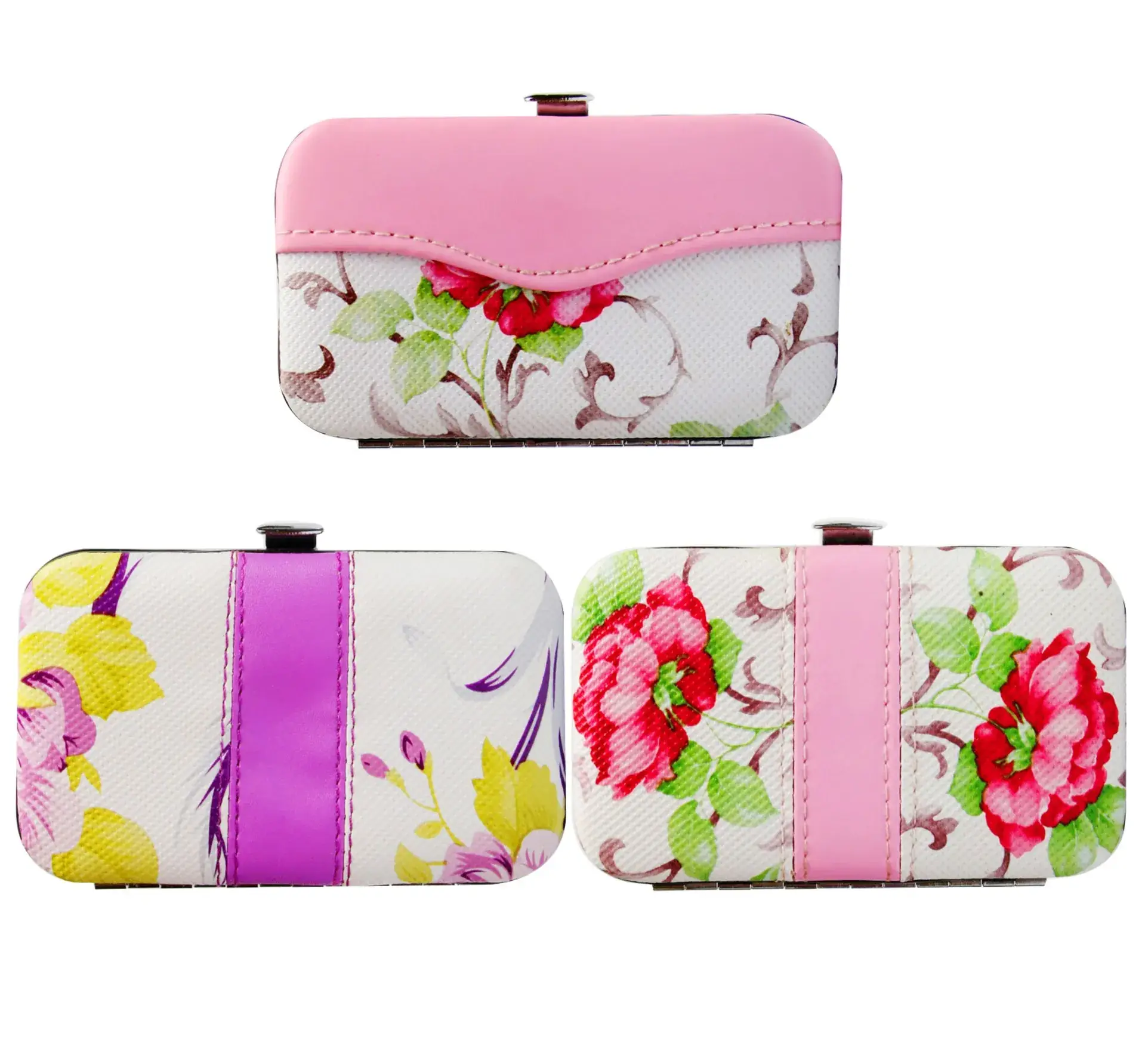 Women's Floral Nail Clipper Set Pink Purple Green - Image 3