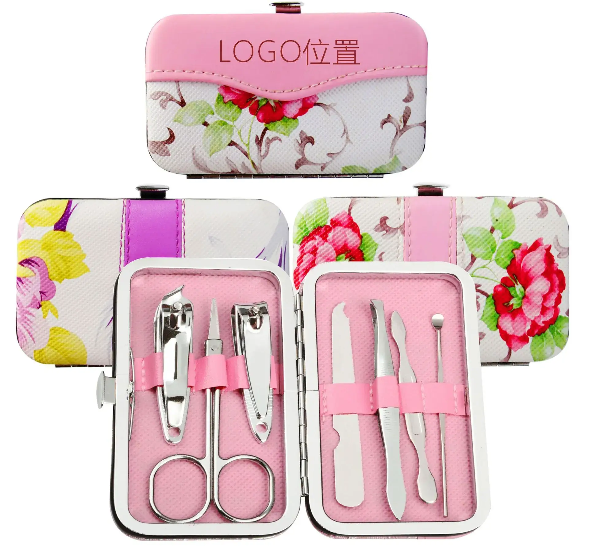Women's Floral Nail Clipper Set Pink Purple Green