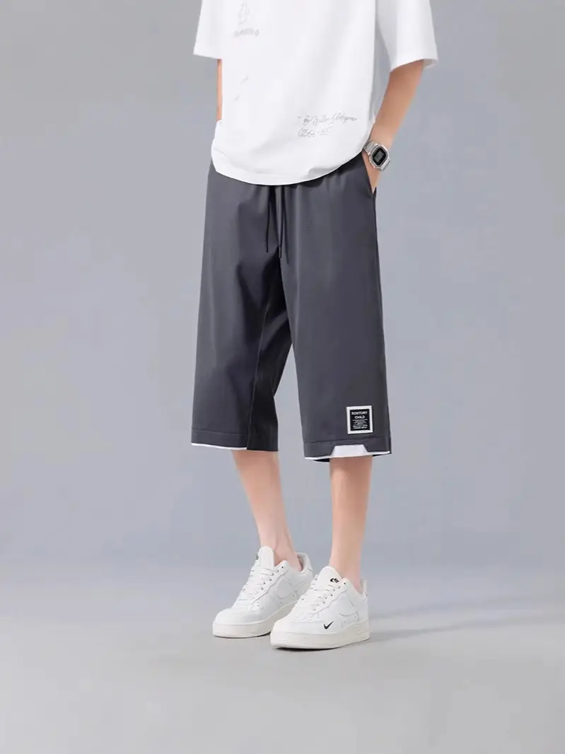 Nasa Summer Men's Ice Silk Cropped Shorts Plus Size - Image 6