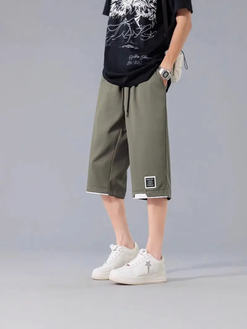 Nasa Summer Men's Ice Silk Cropped Shorts Plus Size - Image 7