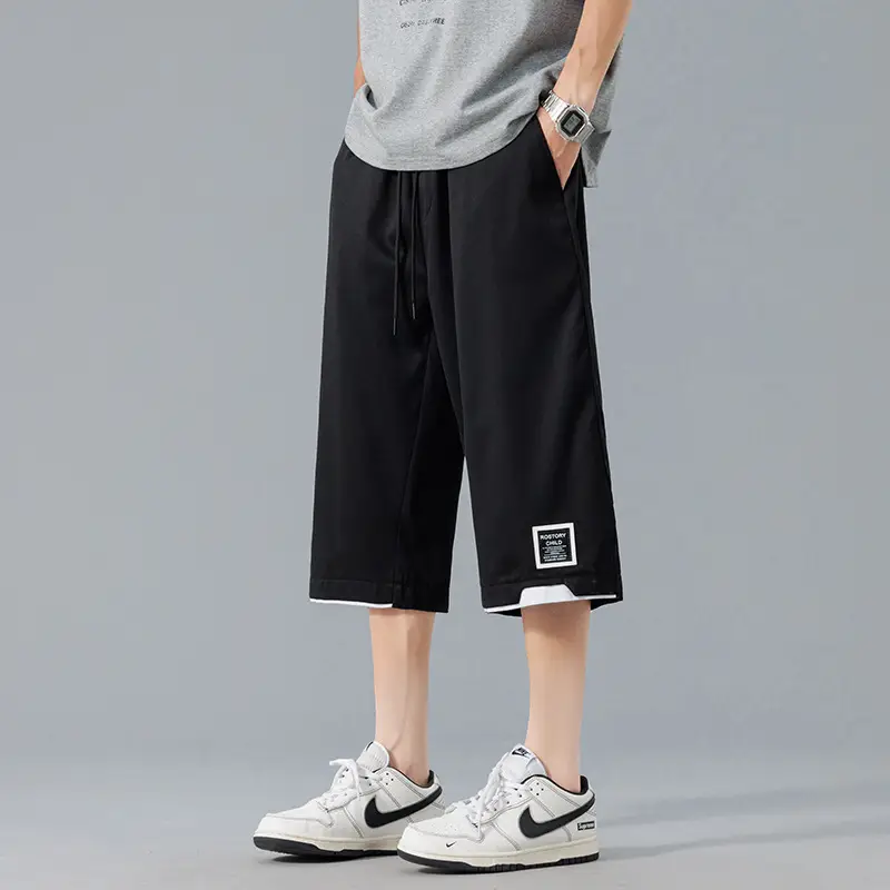 Nasa Summer Men's Ice Silk Cropped Shorts Plus Size - Image 2
