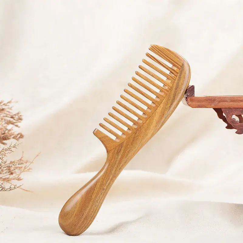 Wooden Hair Comb Green Sandalwood Massage - Image 2
