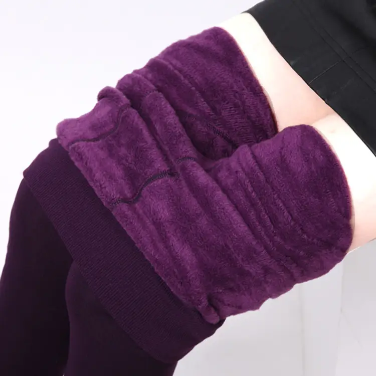 Black Velvet Knee-high Leggings for Women Winter Warm Pants - Image 6