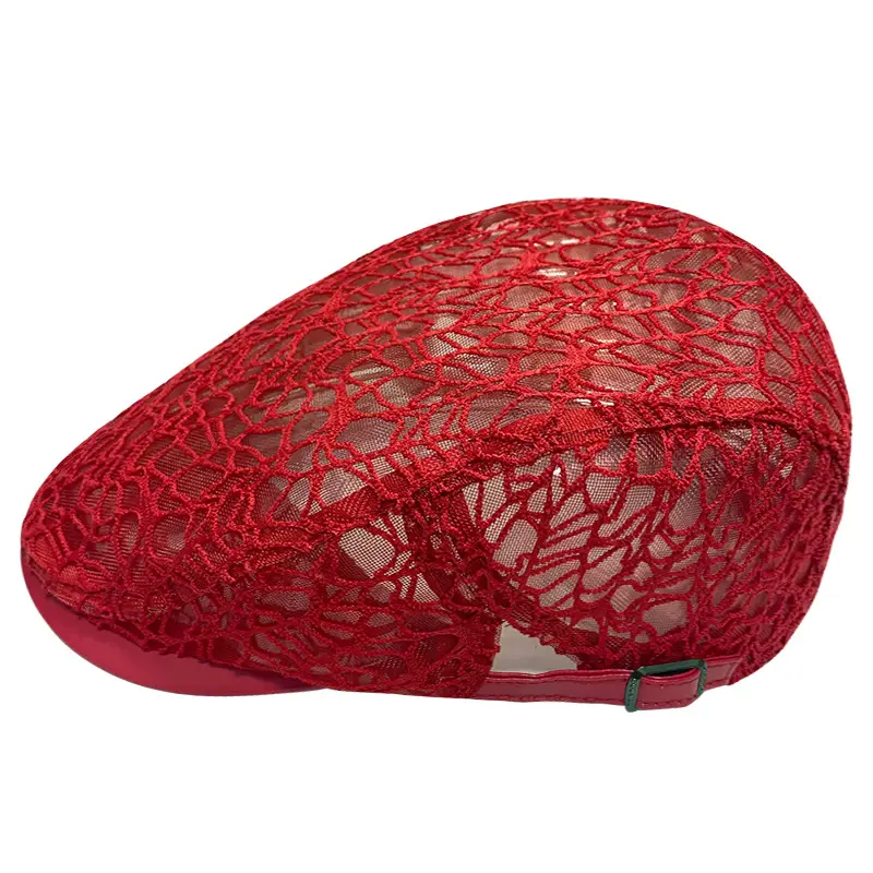Women's Lace Hard Mesh Beret Summer Travel Cap - Image 11