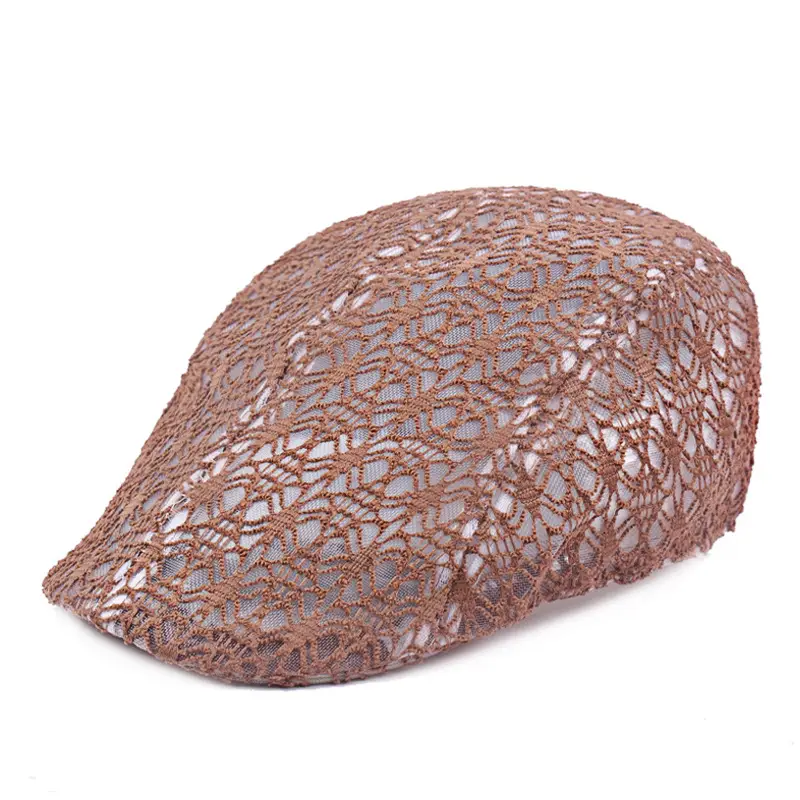 Women's Lace Hard Mesh Beret Summer Travel Cap - Image 12