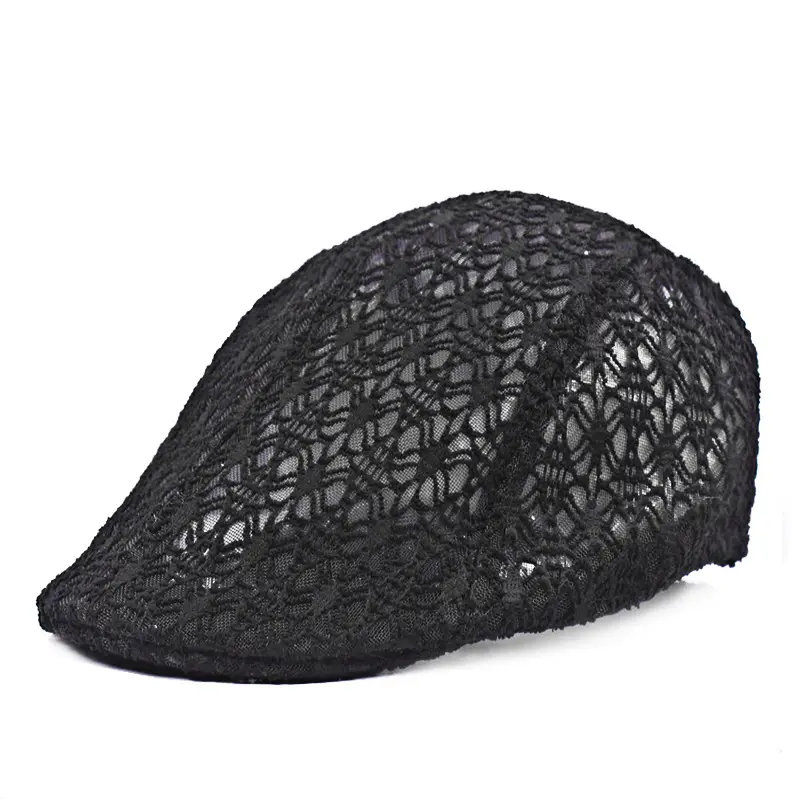 Women's Lace Hard Mesh Beret Summer Travel Cap - Image 13