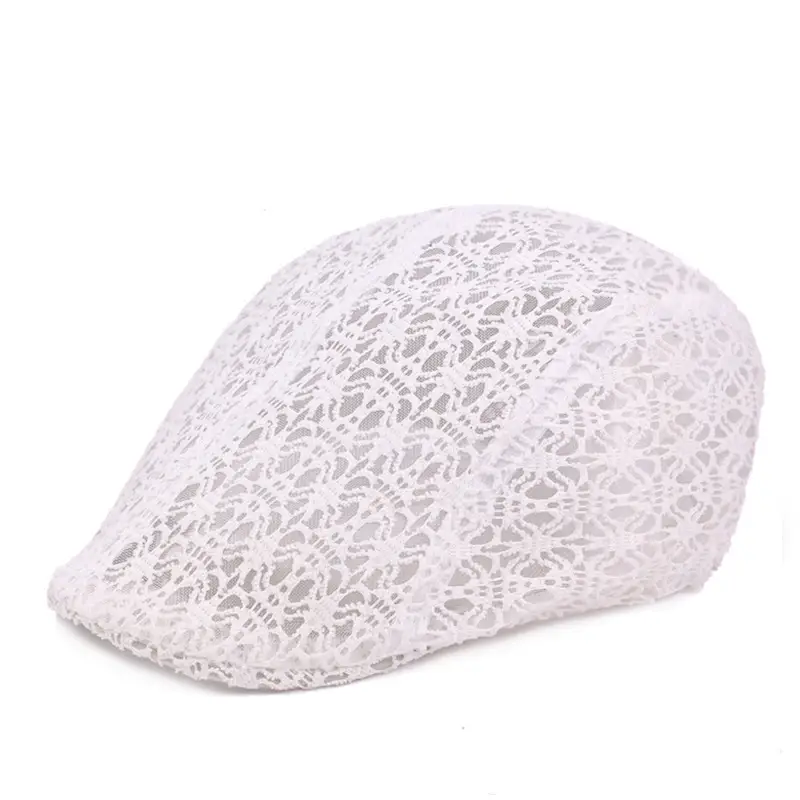 Women's Lace Hard Mesh Beret Summer Travel Cap - Image 14
