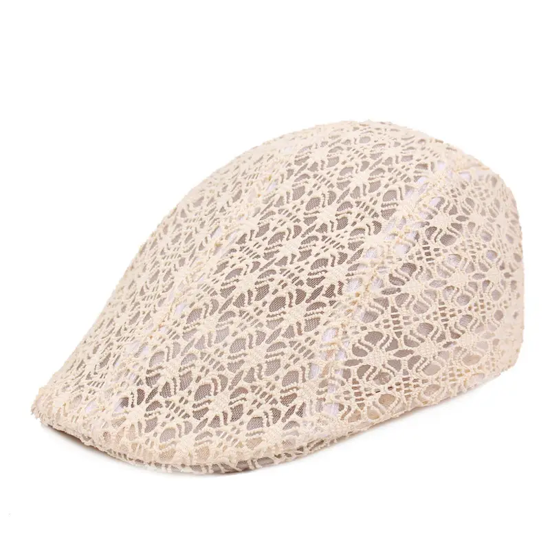 Women's Lace Hard Mesh Beret Summer Travel Cap - Image 16