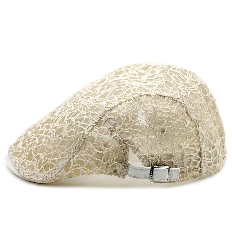 Women's Lace Hard Mesh Beret Summer Travel Cap - Image 3