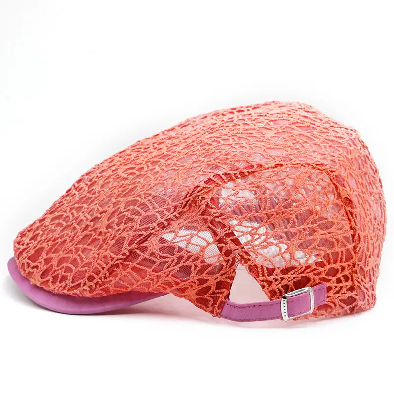 Women's Lace Hard Mesh Beret Summer Travel Cap - Image 4