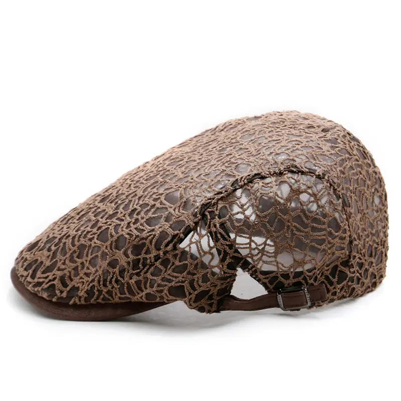 Women's Lace Hard Mesh Beret Summer Travel Cap - Image 6