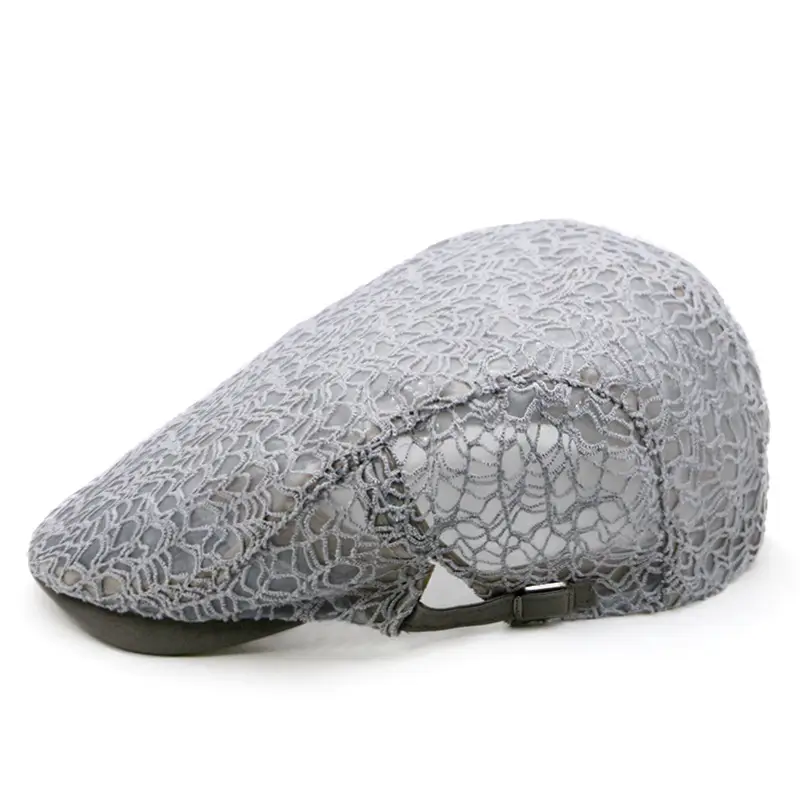 Women's Lace Hard Mesh Beret Summer Travel Cap - Image 7