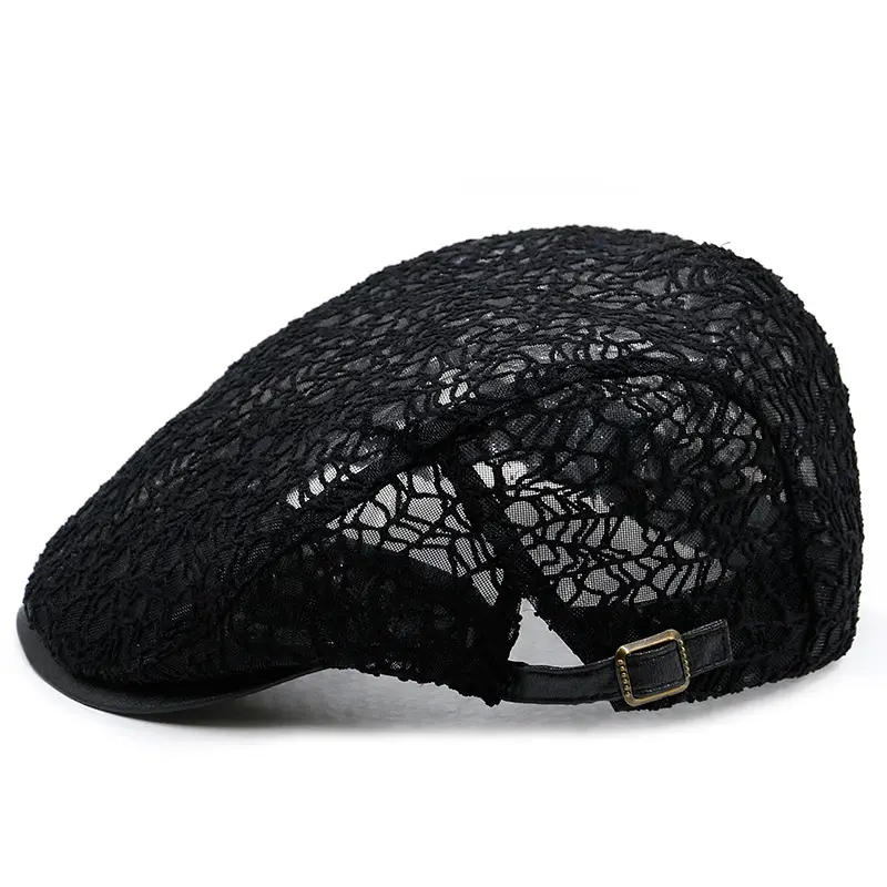 Women's Lace Hard Mesh Beret Summer Travel Cap - Image 8