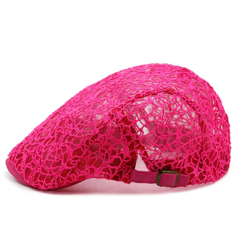 Women's Lace Hard Mesh Beret Summer Travel Cap - Image 9