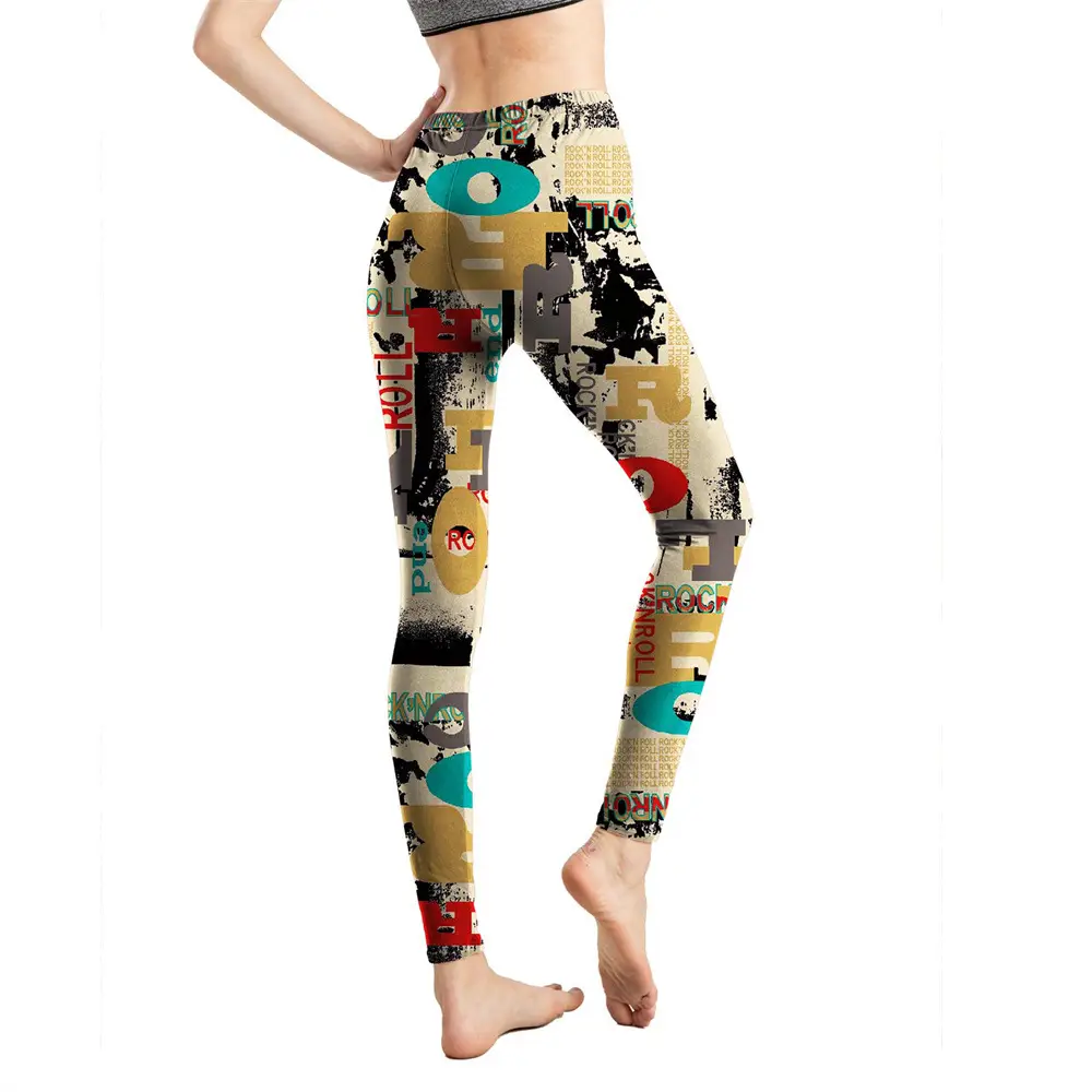 Abstract Printed Cropped Leggings Women European Style