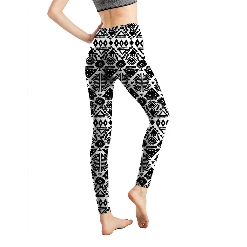 Abstract Printed Cropped Leggings Women European Style