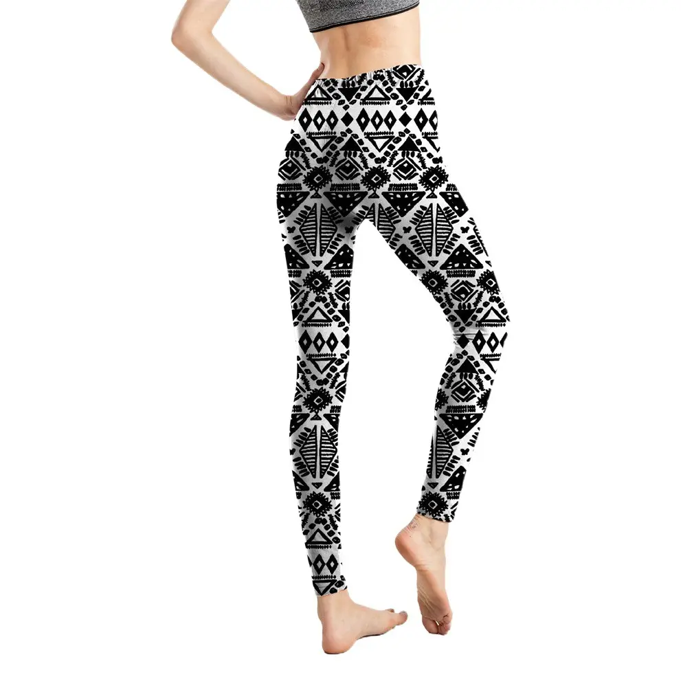 Abstract Printed Cropped Leggings Women European Style