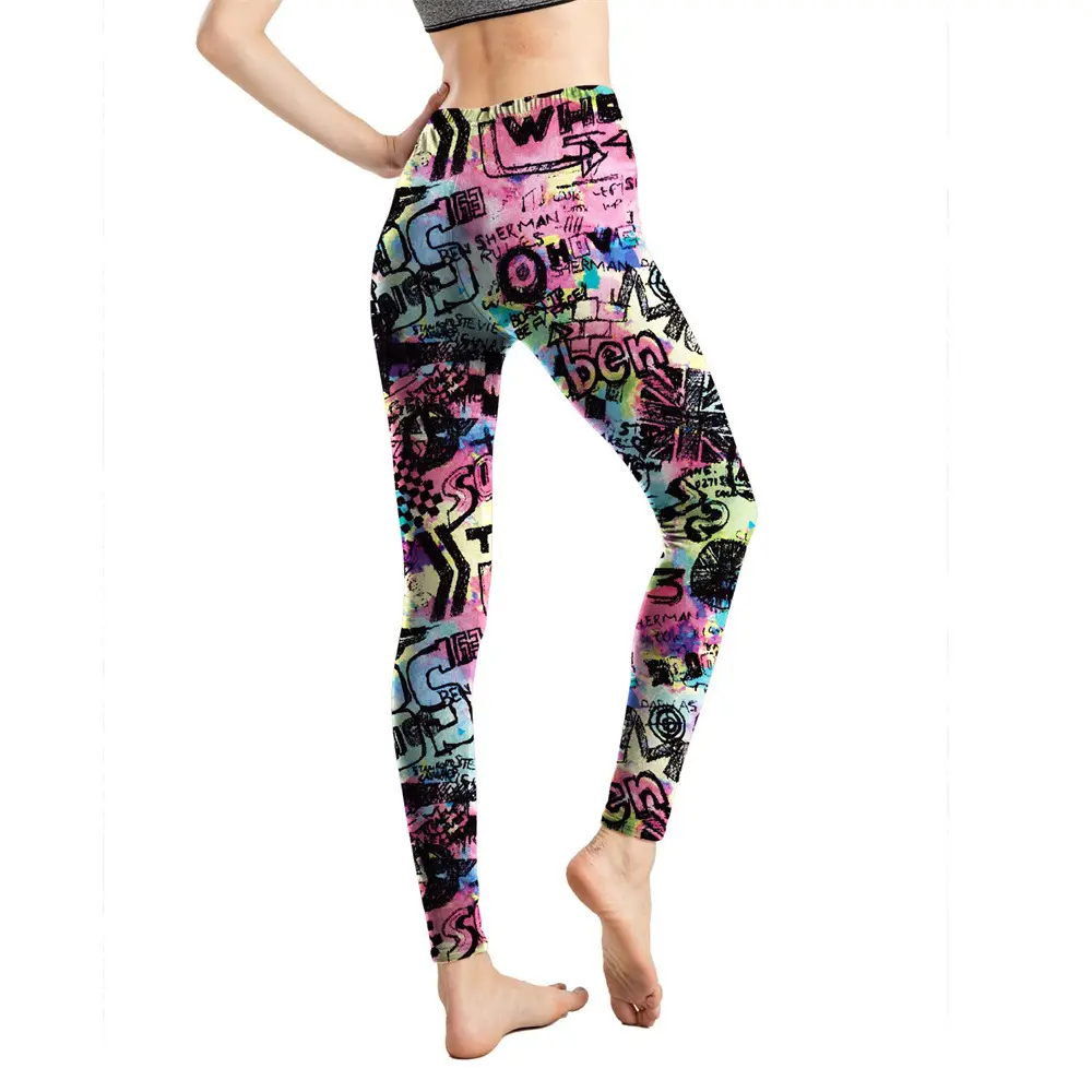 Abstract Printed Cropped Leggings Women European Style