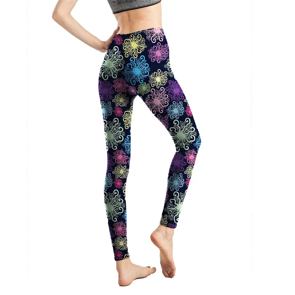 Abstract Printed Cropped Leggings Women European Style