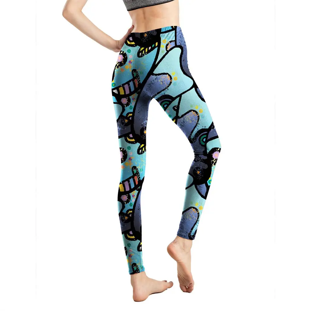 Abstract Printed Cropped Leggings Women European Style