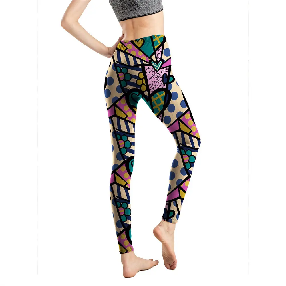 Abstract Printed Cropped Leggings Women European Style