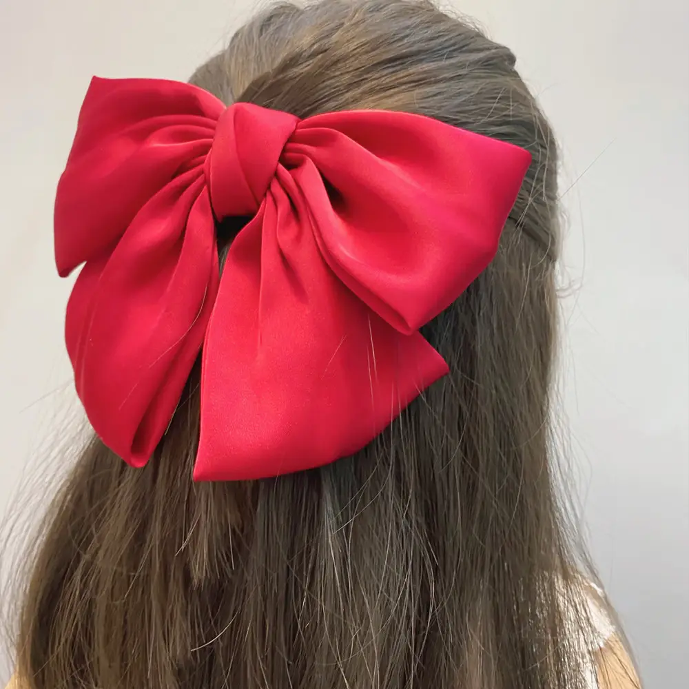 Black Satin Exaggerated Bow Hairpin Wholesale