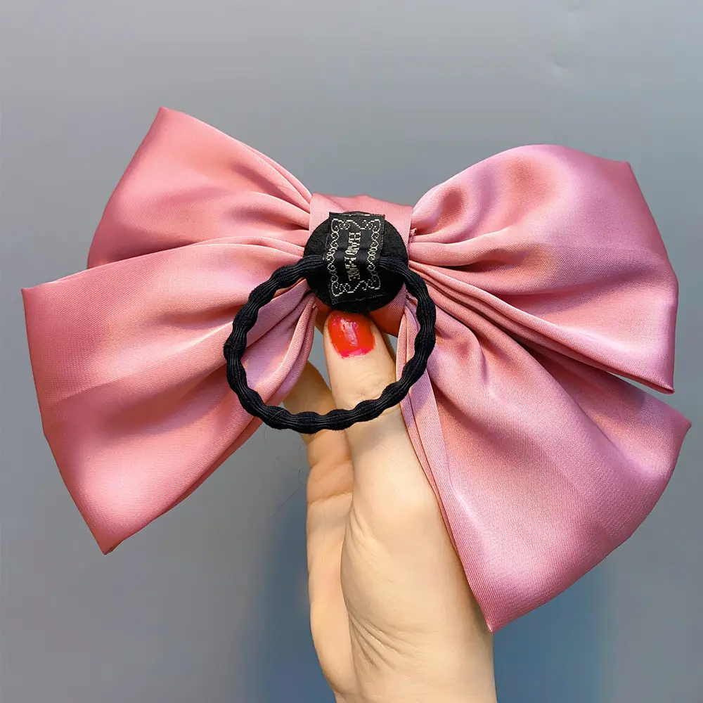 Black Satin Exaggerated Bow Hairpin Wholesale