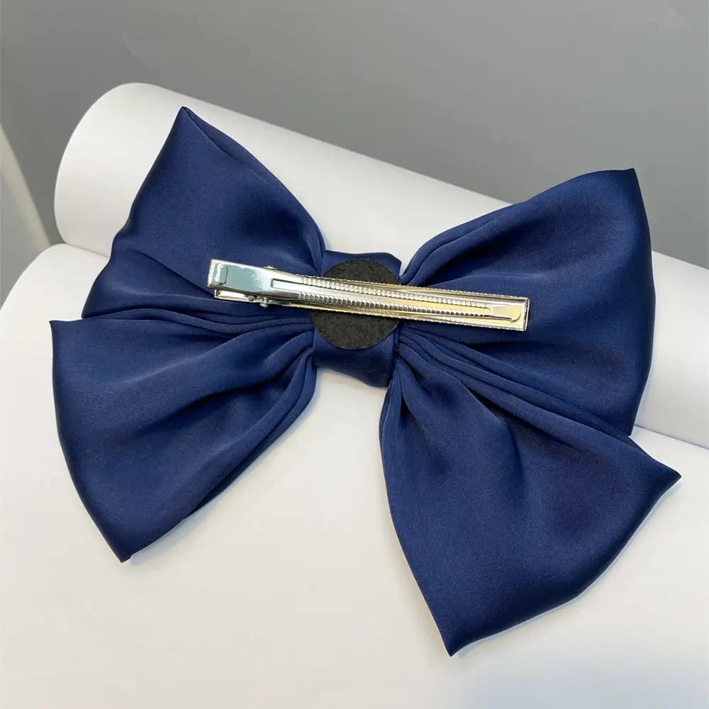Black Satin Exaggerated Bow Hairpin Wholesale