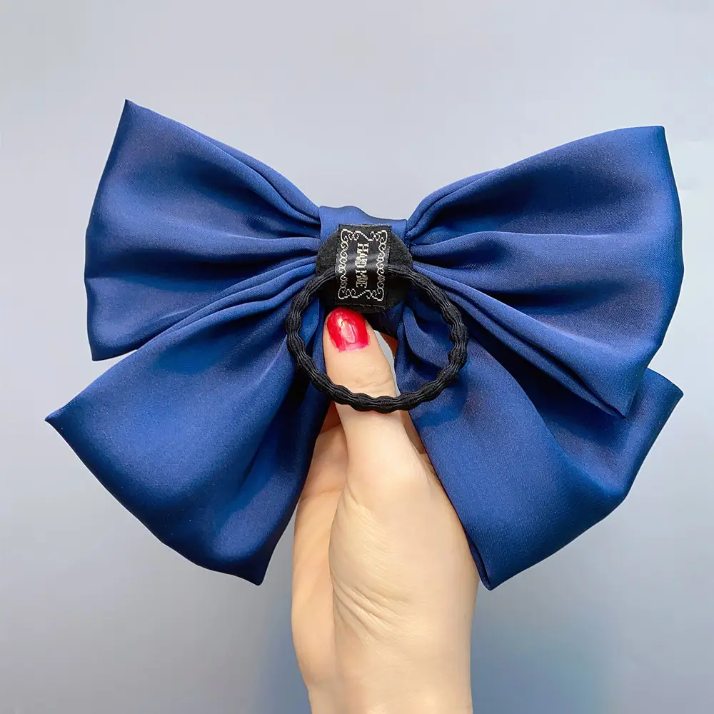 Black Satin Exaggerated Bow Hairpin Wholesale