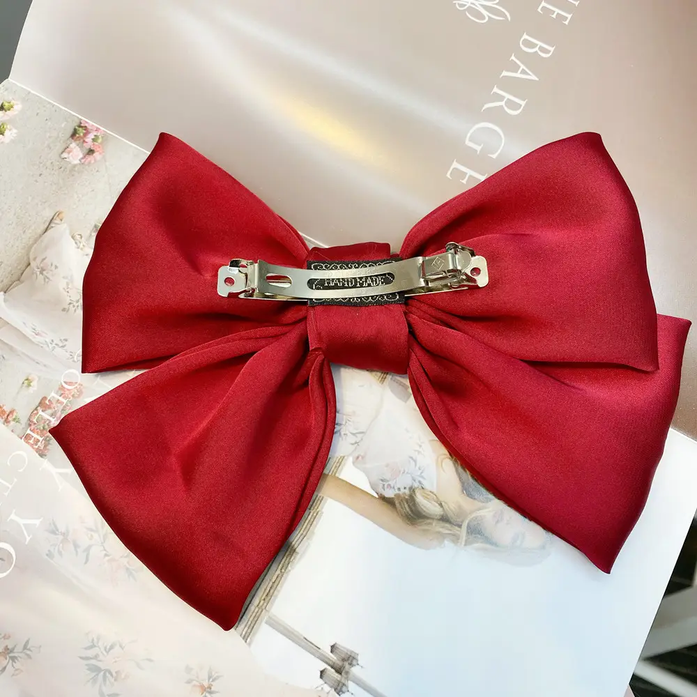 Black Satin Exaggerated Bow Hairpin Wholesale
