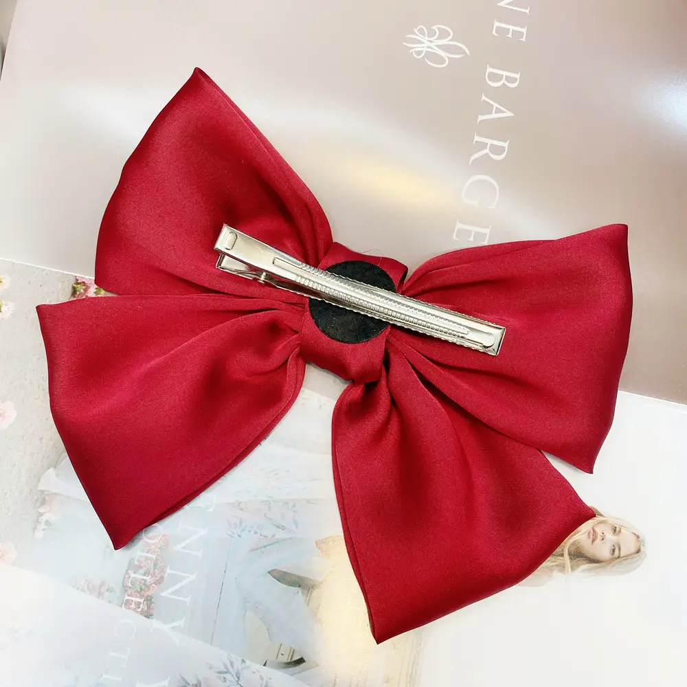 Black Satin Exaggerated Bow Hairpin Wholesale