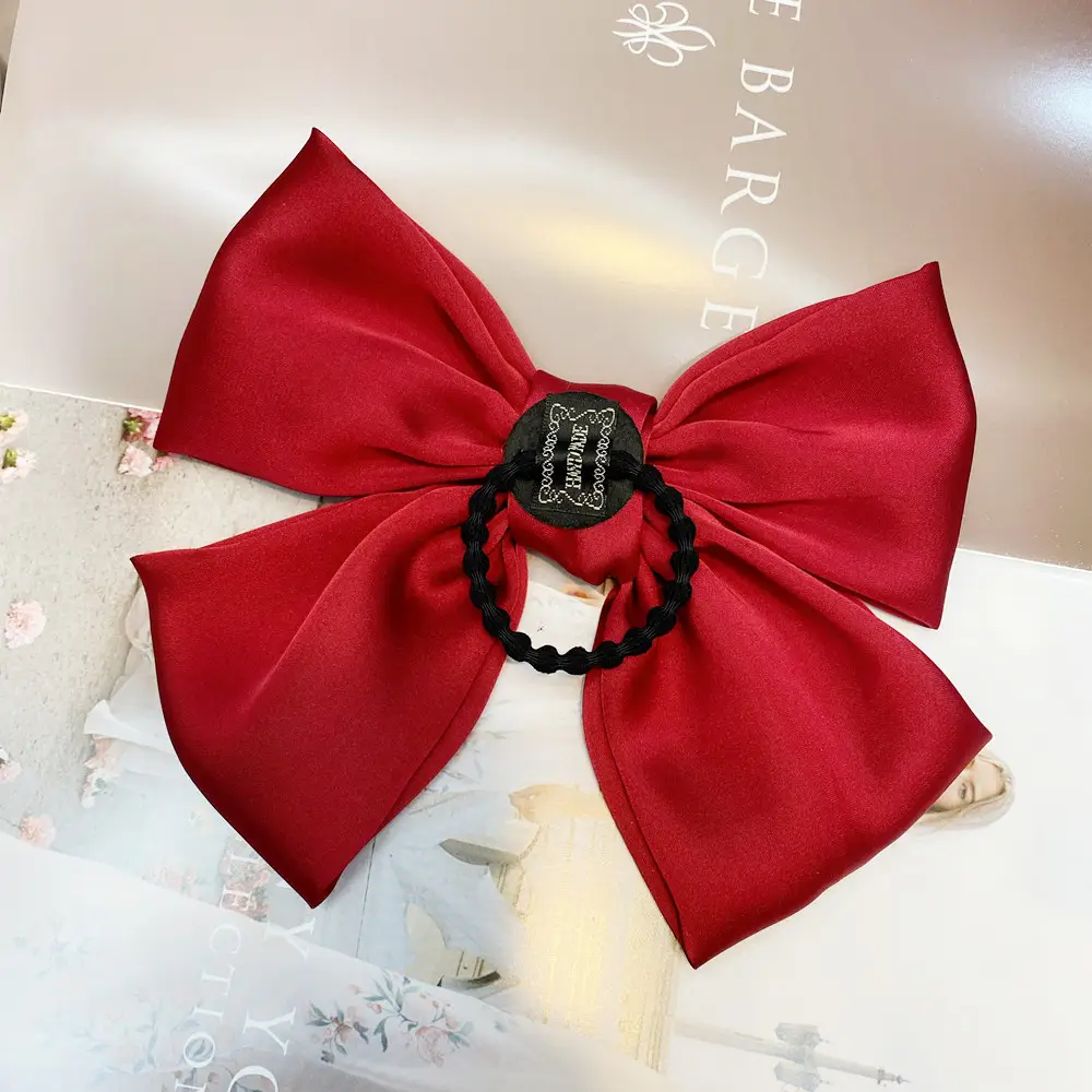Black Satin Exaggerated Bow Hairpin Wholesale