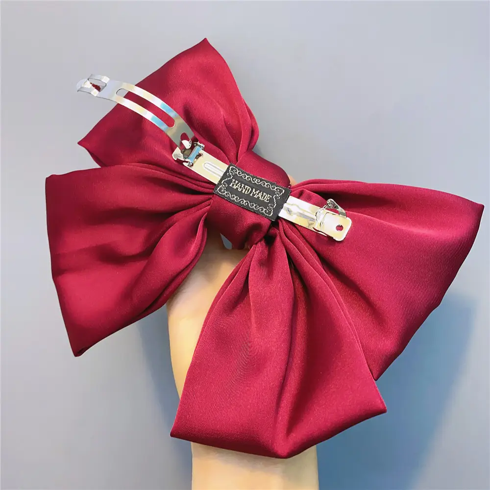 Black Satin Exaggerated Bow Hairpin Wholesale