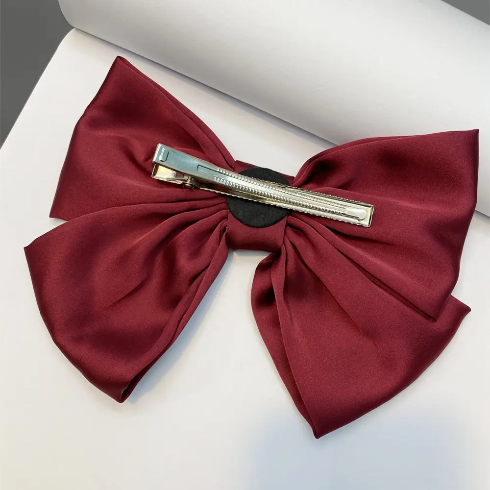 Black Satin Exaggerated Bow Hairpin Wholesale